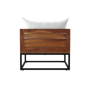 Safavieh Taradale Outdoor Acacia Wood Accent Chair With Cushions For Patio Lounging And Relaxation OD1172108