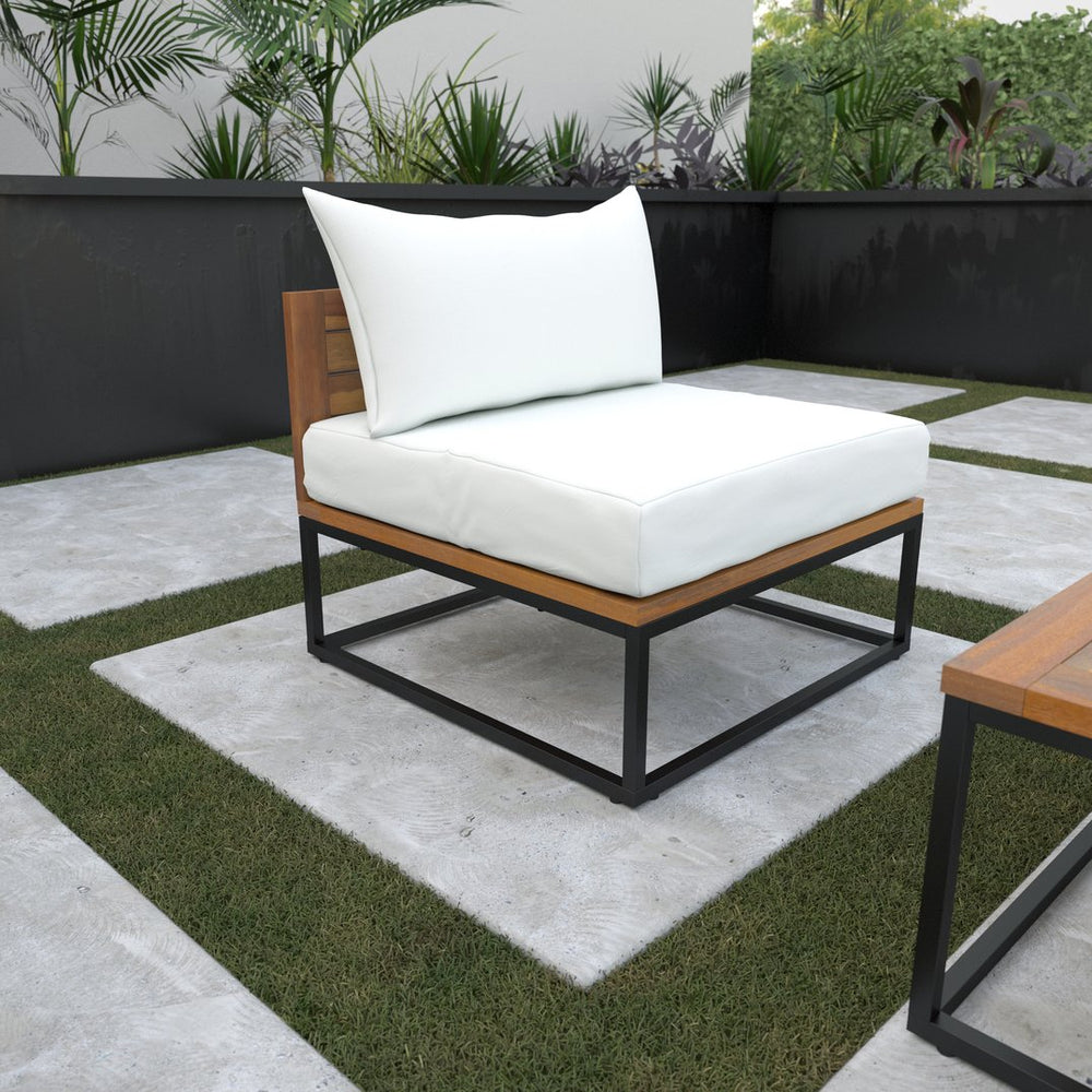 Safavieh Taradale Outdoor Acacia Wood Accent Chair With Cushions For Patio Lounging And Relaxation OD1172108
