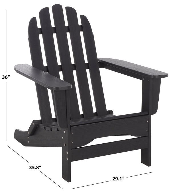 Safavieh Carla Outdoor Hdpe Adirondack Chair With Metal Frame For Patio Deck Or Poolside BLACK OD350401