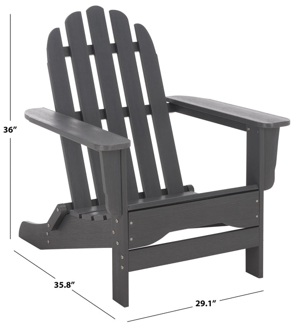Safavieh Carla Outdoor Hdpe Adirondack Chair With Metal Frame For Patio Deck Or Poolside GREY OD350407