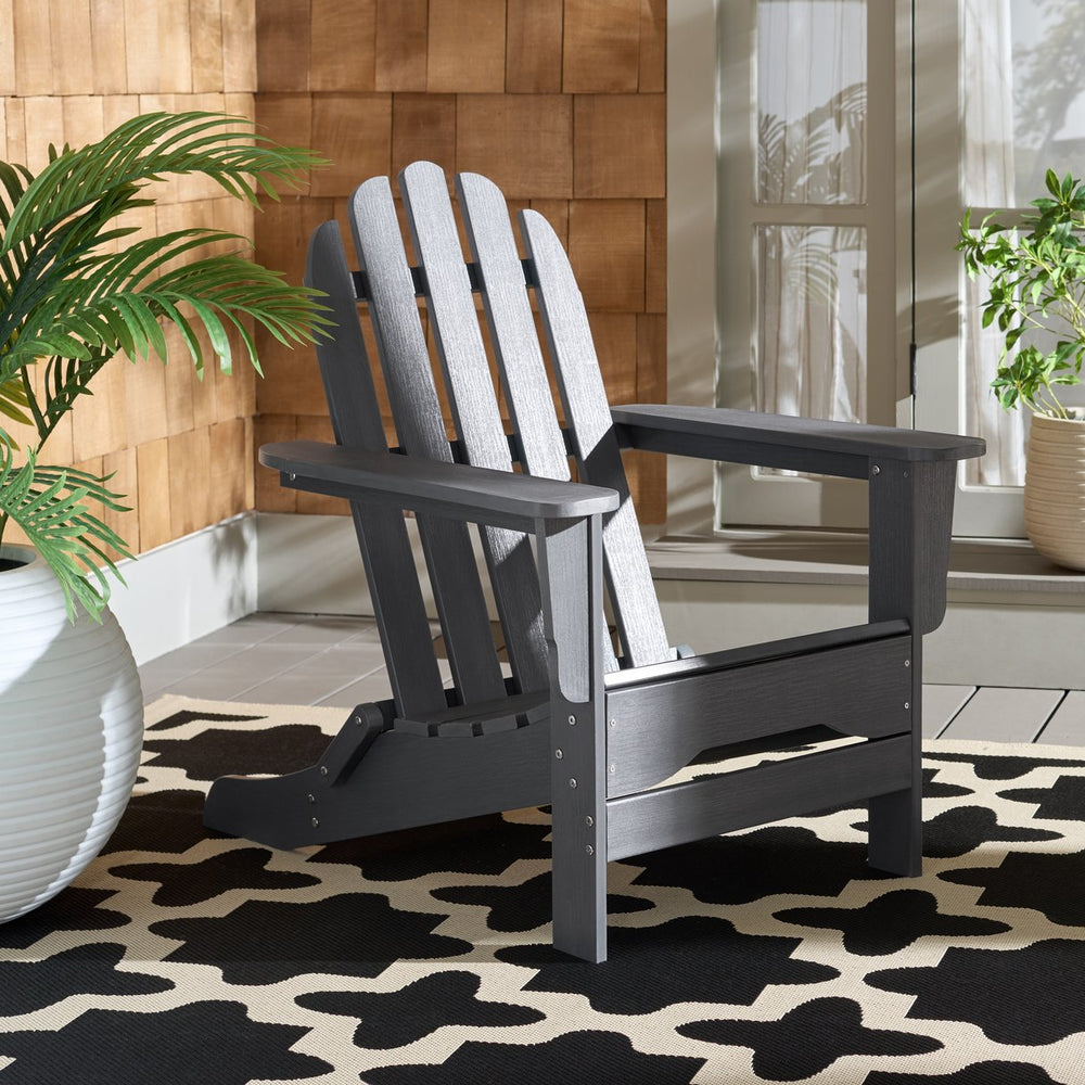 Safavieh Carla Outdoor Hdpe Adirondack Chair With Metal Frame For Patio Deck Or Poolside GREY OD350407