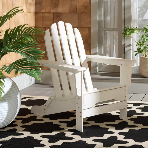 Safavieh Carla Outdoor Hdpe Adirondack Chair With Metal Frame For Patio Deck Or Poolside OFF WHITE OD350423