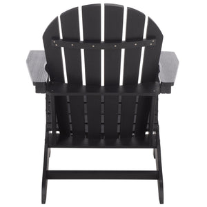 Safavieh Lynsee Adirondack Patio Chair Hdpe Powder Coated Frame Uv Resistant Outdoor Lounger BLACK OD350501