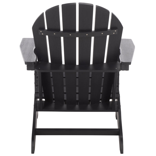 Safavieh Lynsee Adirondack Patio Chair Hdpe Powder Coated Frame Uv Resistant Outdoor Lounger BLACK OD350501