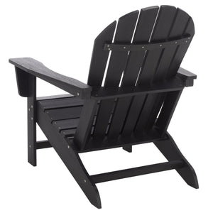 Safavieh Lynsee Adirondack Patio Chair Hdpe Powder Coated Frame Uv Resistant Outdoor Lounger BLACK OD350501