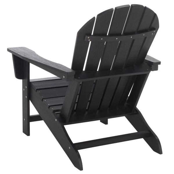 Safavieh Lynsee Adirondack Patio Chair Hdpe Powder Coated Frame Uv Resistant Outdoor Lounger BLACK OD350501