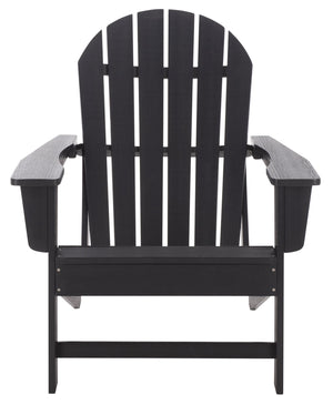 Safavieh Lynsee Adirondack Patio Chair Hdpe Powder Coated Frame Uv Resistant Outdoor Lounger BLACK OD350501
