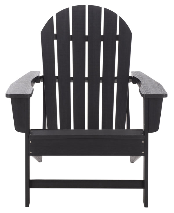 Safavieh Lynsee Adirondack Patio Chair Hdpe Powder Coated Frame Uv Resistant Outdoor Lounger BLACK OD350501