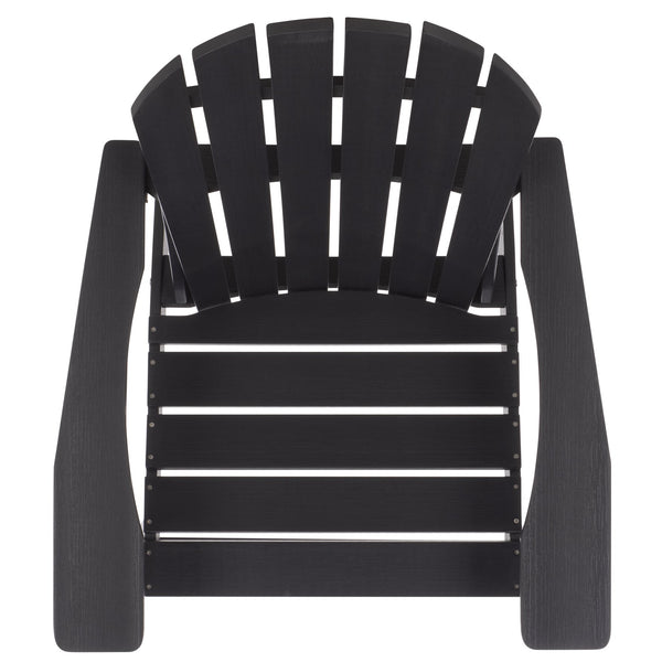 Safavieh Lynsee Adirondack Patio Chair Hdpe Powder Coated Frame Uv Resistant Outdoor Lounger BLACK OD350501