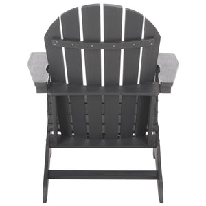 Safavieh Lynsee Adirondack Patio Chair Hdpe Powder Coated Frame Uv Resistant Outdoor Lounger GREY OD350507