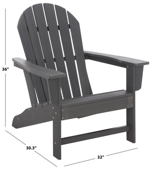 Safavieh Lynsee Adirondack Patio Chair Hdpe Powder Coated Frame Uv Resistant Outdoor Lounger GREY OD350507
