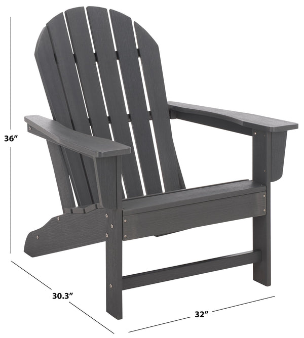 Safavieh Lynsee Adirondack Patio Chair Hdpe Powder Coated Frame Uv Resistant Outdoor Lounger GREY OD350507