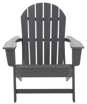 Safavieh Lynsee Adirondack Patio Chair Hdpe Powder Coated Frame Uv Resistant Outdoor Lounger GREY OD350507