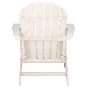 Safavieh Lynsee Adirondack Patio Chair Hdpe Powder Coated Frame Uv Resistant Outdoor Lounger OFF WHITE OD350523