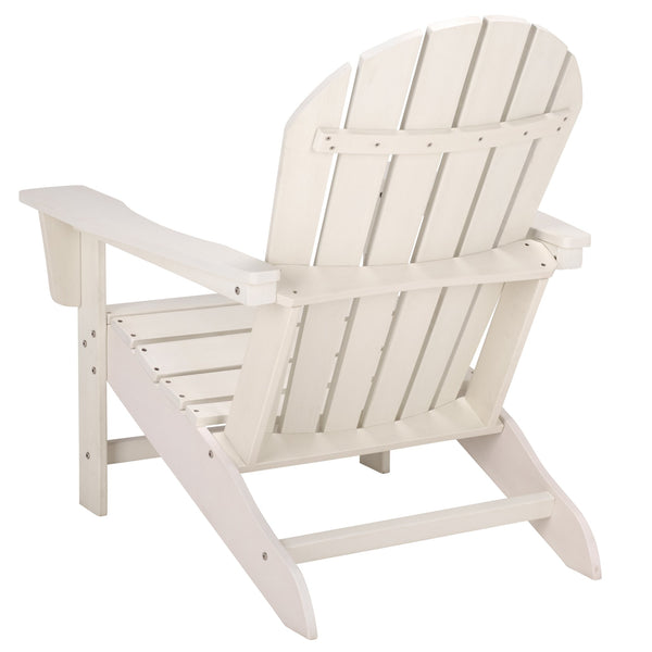 Safavieh Lynsee Adirondack Patio Chair Hdpe Powder Coated Frame Uv Resistant Outdoor Lounger OFF WHITE OD350523
