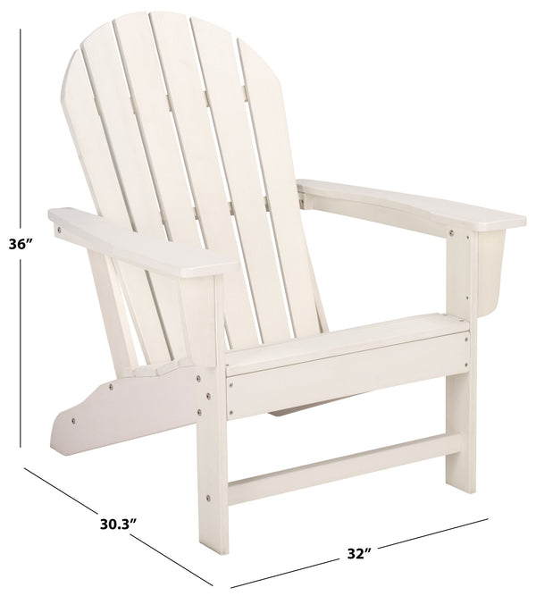 Safavieh Lynsee Adirondack Patio Chair Hdpe Powder Coated Frame Uv Resistant Outdoor Lounger OFF WHITE OD350523