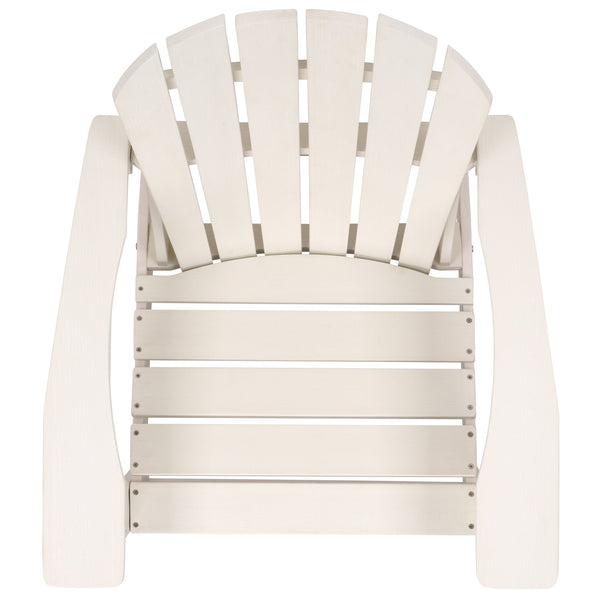 Safavieh Lynsee Adirondack Patio Chair Hdpe Powder Coated Frame Uv Resistant Outdoor Lounger OFF WHITE OD350523