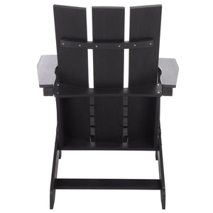 Safavieh Olivia Outdoor Adirondack Chair Ergonomic Hdpe Build For Patio Deck Or Garden Seating BLACK OD350601