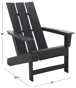 Safavieh Olivia Outdoor Adirondack Chair Ergonomic Hdpe Build For Patio Deck Or Garden Seating BLACK OD350601