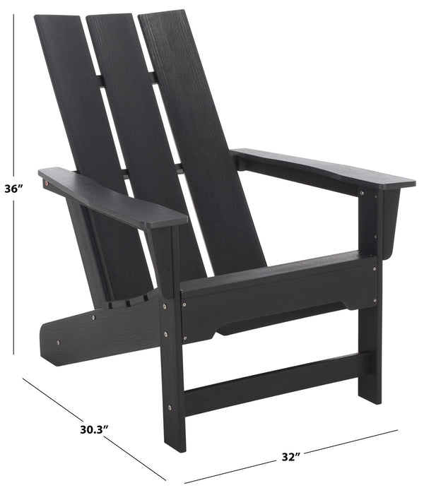 Safavieh Olivia Outdoor Adirondack Chair Ergonomic Hdpe Build For Patio Deck Or Garden Seating BLACK OD350601