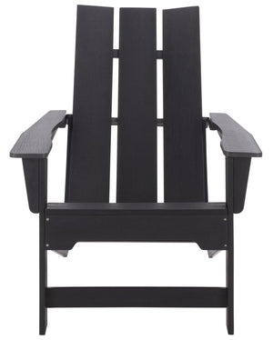 Safavieh Olivia Outdoor Adirondack Chair Ergonomic Hdpe Build For Patio Deck Or Garden Seating BLACK OD350601