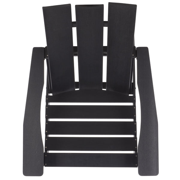 Safavieh Olivia Outdoor Adirondack Chair Ergonomic Hdpe Build For Patio Deck Or Garden Seating BLACK OD350601