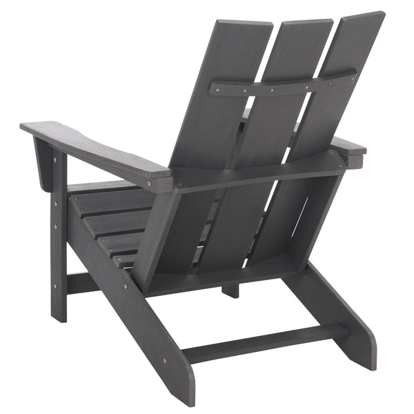 Safavieh Olivia Outdoor Adirondack Chair Ergonomic Hdpe Build For Patio Deck Or Garden Seating GREY OD350607