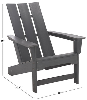 Safavieh Olivia Outdoor Adirondack Chair Ergonomic Hdpe Build For Patio Deck Or Garden Seating GREY OD350607