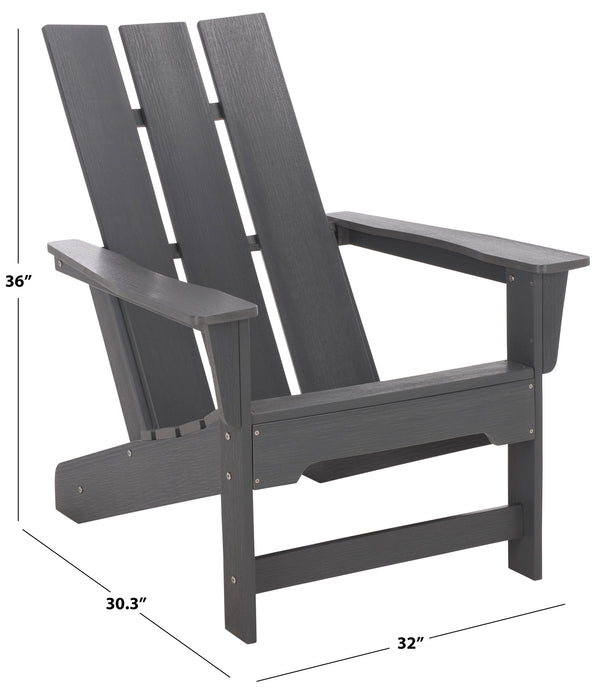 Safavieh Olivia Outdoor Adirondack Chair Ergonomic Hdpe Build For Patio Deck Or Garden Seating GREY OD350607