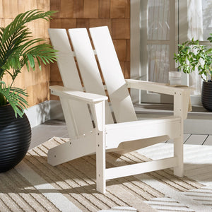 Safavieh Olivia Outdoor Adirondack Chair Ergonomic Hdpe Build For Patio Deck Or Garden Seating OFF WHITE OD350623