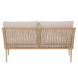 Safavieh Dante Outdoor Rope Wicker Loveseat With Powder Coated Frame And Plush Foam Cushions TAUPE / NATURAL OD370203