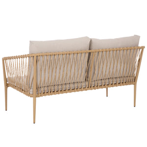 Safavieh Dante Outdoor Rope Wicker Loveseat With Powder Coated Frame And Plush Foam Cushions TAUPE / NATURAL OD370203