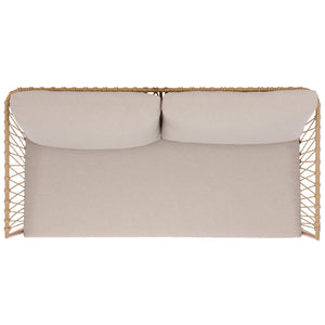 Safavieh Dante Outdoor Rope Wicker Loveseat With Powder Coated Frame And Plush Foam Cushions TAUPE / NATURAL OD370203