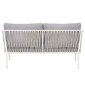 Safavieh Dante Outdoor Rope Wicker Loveseat With Powder Coated Frame And Plush Foam Cushions GREY OD370207