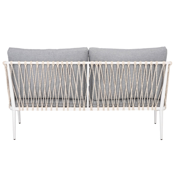 Safavieh Dante Outdoor Rope Wicker Loveseat With Powder Coated Frame And Plush Foam Cushions GREY OD370207