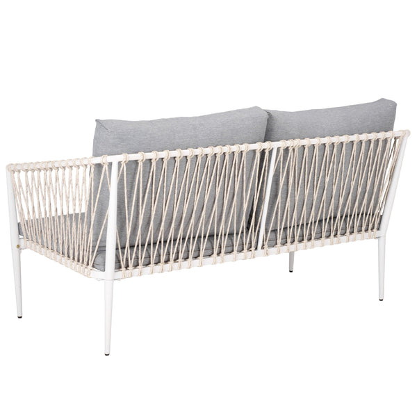 Safavieh Dante Outdoor Rope Wicker Loveseat With Powder Coated Frame And Plush Foam Cushions GREY OD370207