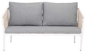 Safavieh Dante Outdoor Rope Wicker Loveseat With Powder Coated Frame And Plush Foam Cushions GREY OD370207