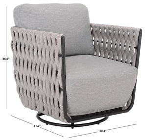 Safavieh Nicole Outdoor Rope Swivel Chair With Metal Frame And Weather Resistant Foam Cushion Patio GREY OD370307