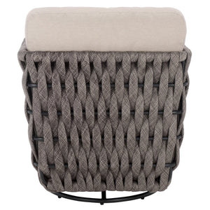 Safavieh Nicole Outdoor Rope Swivel Chair With Metal Frame And Weather Resistant Foam Cushion Patio TAUPE / DARK GREY OD370321