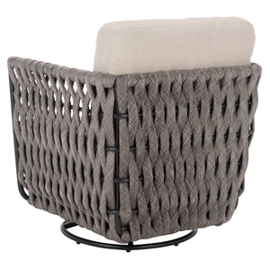 Safavieh Nicole Outdoor Rope Swivel Chair With Metal Frame And Weather Resistant Foam Cushion Patio TAUPE / DARK GREY OD370321