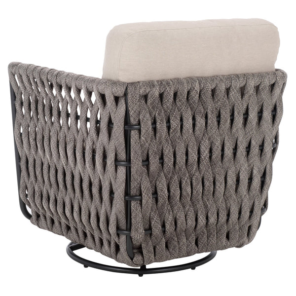 Safavieh Nicole Outdoor Rope Swivel Chair With Metal Frame And Weather Resistant Foam Cushion Patio TAUPE / DARK GREY OD370321