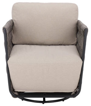 Safavieh Nicole Outdoor Rope Swivel Chair With Metal Frame And Weather Resistant Foam Cushion Patio TAUPE / DARK GREY OD370321