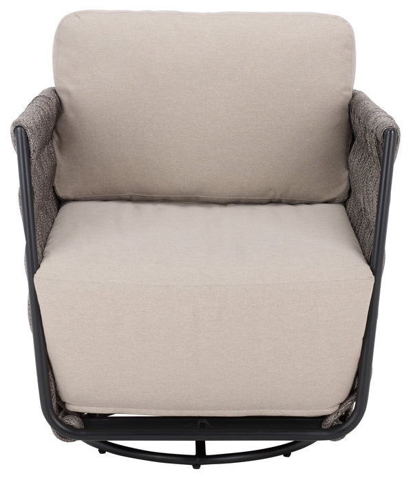 Safavieh Nicole Outdoor Rope Swivel Chair With Metal Frame And Weather Resistant Foam Cushion Patio TAUPE / DARK GREY OD370321