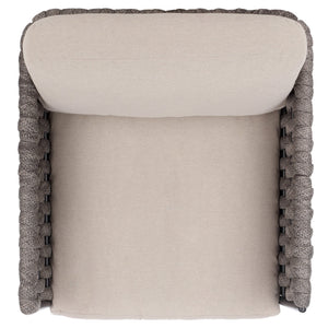 Safavieh Nicole Outdoor Rope Swivel Chair With Metal Frame And Weather Resistant Foam Cushion Patio TAUPE / DARK GREY OD370321
