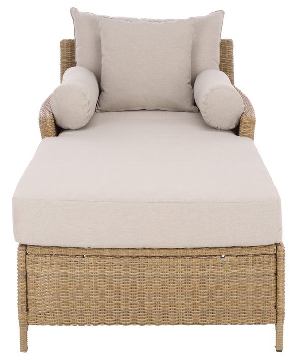 Safavieh Felicity Outdoor Pe Wicker Sunlounger With Metal Frame And Foam Cushion For Patio Pool OD370403