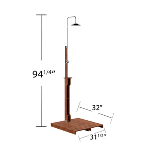 Safavieh Outdoor Shower With Eucalyptus Frame Rain Head Shelf And Slatted Base For Pool Or Patio OD8899