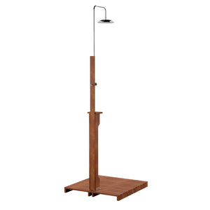 Safavieh Outdoor Shower With Eucalyptus Frame Rain Head Shelf And Slatted Base For Pool Or Patio OD8899