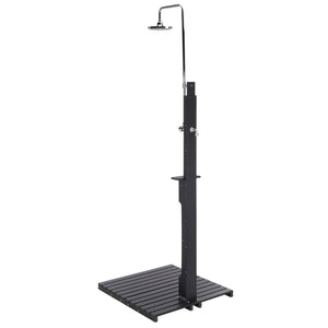 Safavieh Oudoor Faux Wood Polystyrene Shower With Stainless Steel Hardware For Patio Or Pool BLACK / SILVER OD8900