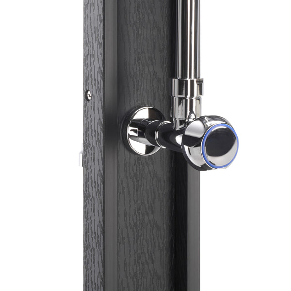 Safavieh Oudoor Faux Wood Polystyrene Shower With Stainless Steel Hardware For Patio Or Pool BLACK / SILVER OD8900