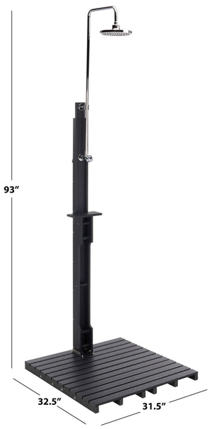 Safavieh Oudoor Faux Wood Polystyrene Shower With Stainless Steel Hardware For Patio Or Pool BLACK / SILVER OD8900